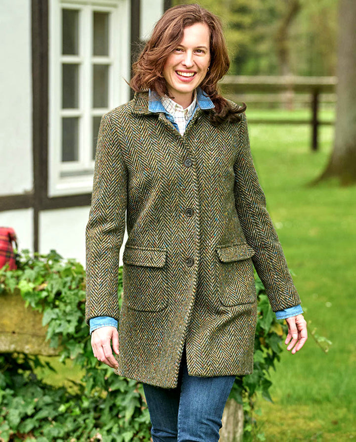 Marly Tweed Coat dame, Magee Tweed, chunky sildeben mønster