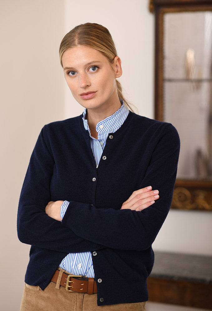 Franken & Cie Ladies Cardigan, marineblå merinould