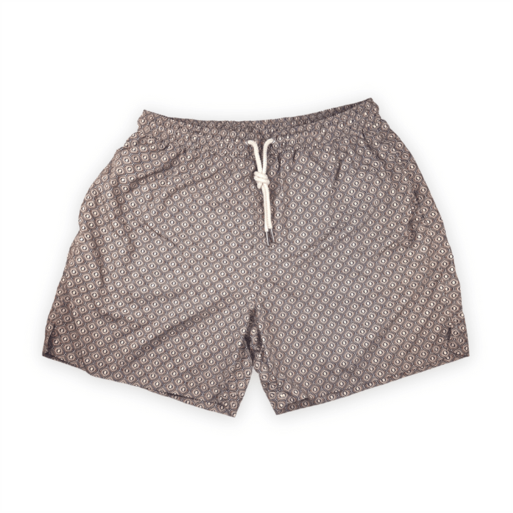 Badeshorts Italian Seventies, retro beige med mønster