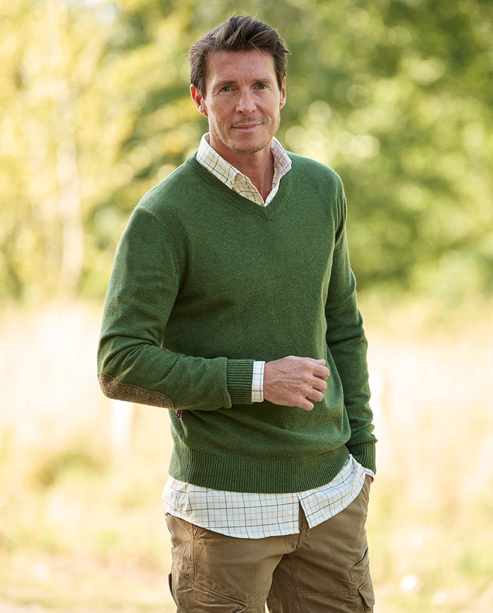 Jack pullover v-hals normal fit, herre, merinould, racing green