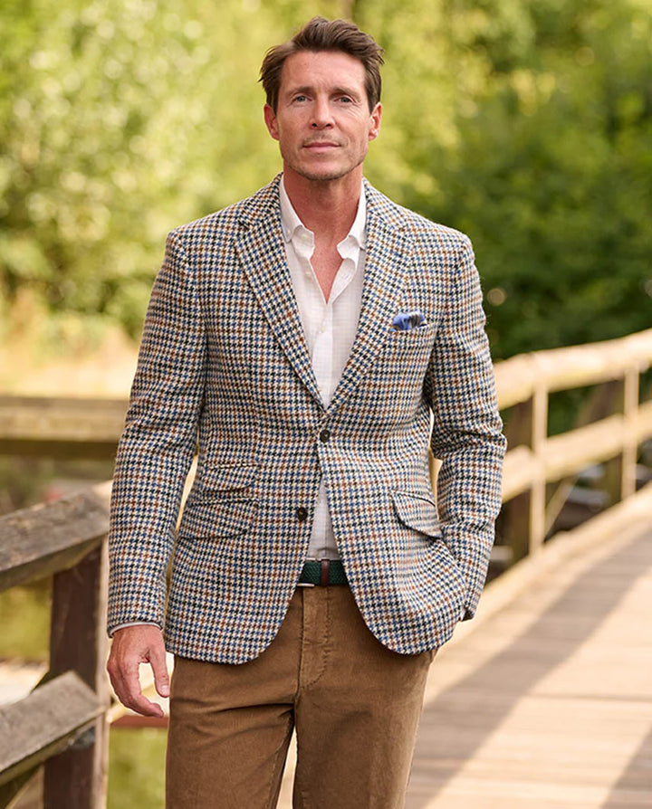 London tweed blazer, Harris Tweed, creme houndstooth mønster