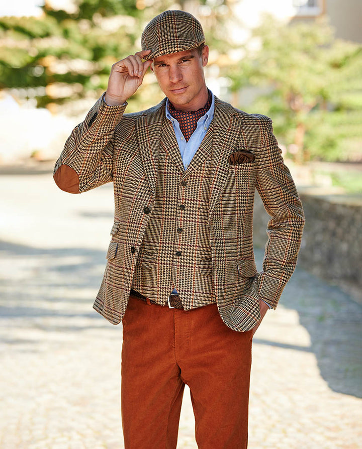 London tweed blazer, Harris Tweed, beige med prince of wales tern