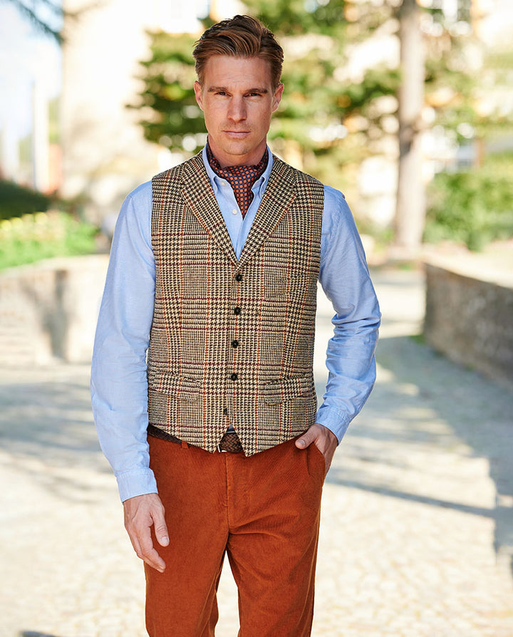 Wales tweed vest, Harris Tweed, Prince of Wales tern