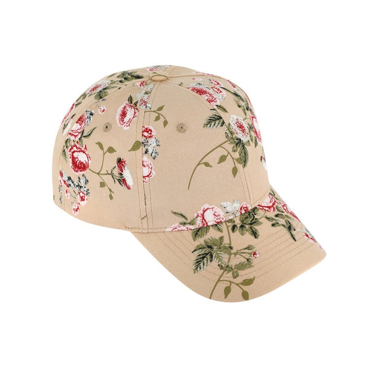 Baseball Cap, blomstermønster, beige