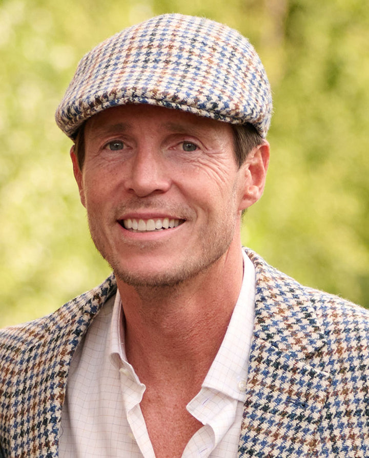 Henry Harris Tweed Flat Cap sixpence - houndstooth creme