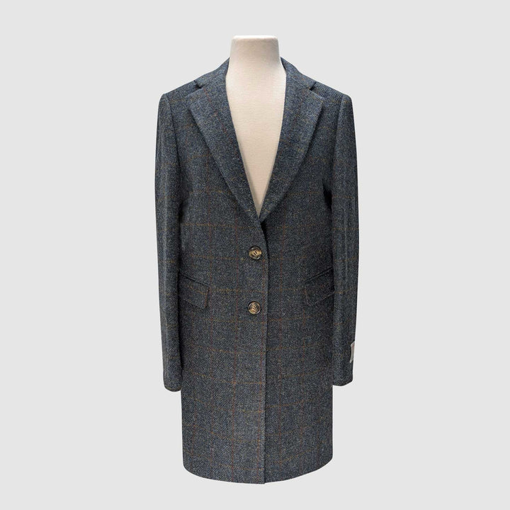 Christine Ladies Coat frakke af Harris Tweed, blue multi check