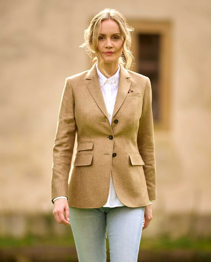 Carola blazer dame, ren silke, sand melange