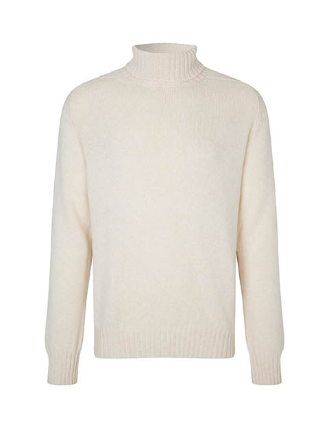 Ballater Roll Neck rullekravesweater, Almond White, Geelong lammeuld