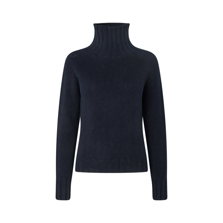 Glencoe Ladies Roll Neck rullekravesweater, Nero Navy, Geelong lammeuld