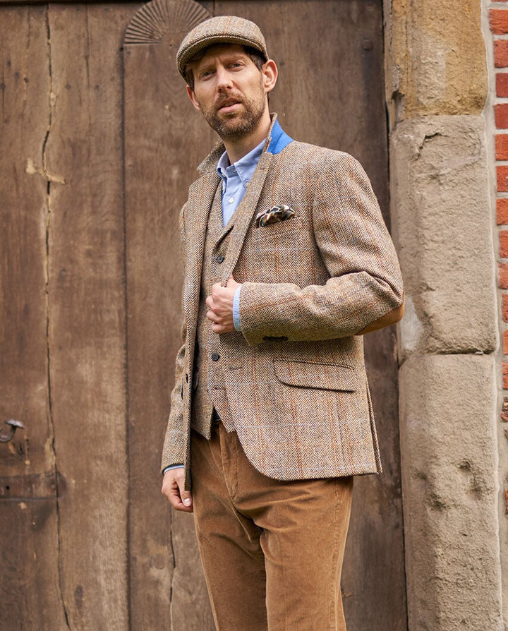 London tweed blazer, Harris Tweed, sand sildebensmønster