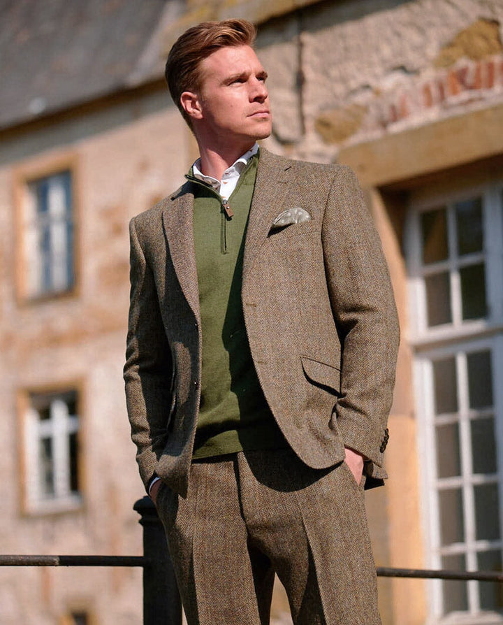 London tweed blazer, Harris Tweed, evergreen sildebensmønster