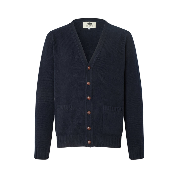 Edinburgh Wool Cardigan, Nero Navy, Geelong lammeuld