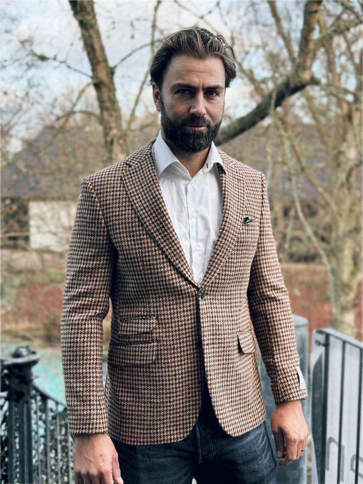 London tweed blazer, Harris Tweed, country houndstooth