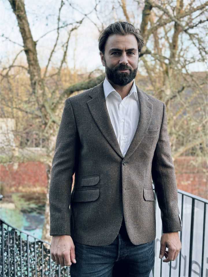 London tweed blazer, Harris Tweed, tweed shadow melange