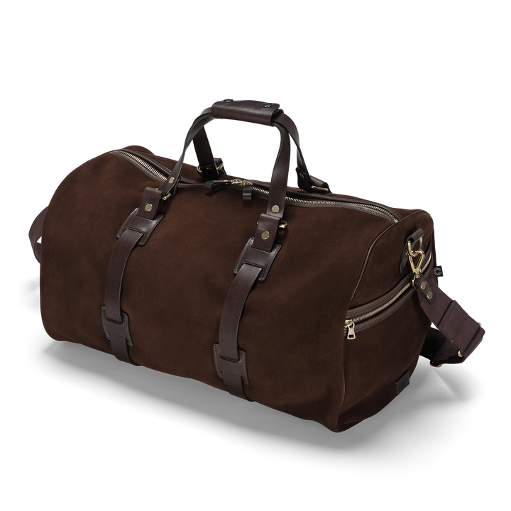 CROOTS Suede Duffle Holdall, brun ruskind, fremstillet i England