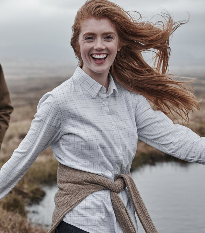 Callie Ladies Twill Check Shirt skjorte, blå/pink tern